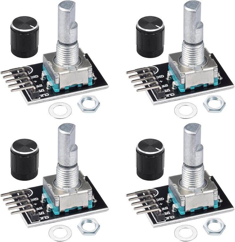 JTAREA KY-040 Rotary Encoder Module 360 Degree Switch Encoders with Knob Cap Brick Sensor Modules (Pack of 4pcs) - Image 1